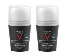 Rutulinis antiperspirantas vyrams Vichy Homme 48H Deo, ypač jautriai odai, bekvapis, 2 x 50 ml