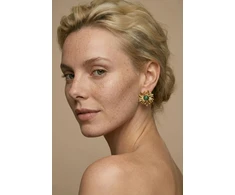 Victoria Walls Earrings with synthetic malachite Azmielle Gold VWE260781G