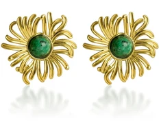 Victoria Walls Earrings with synthetic malachite Azmielle Gold VWE260781G