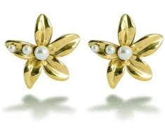 Victoria Walls Flower earrings with pearls Virexia Gold VWE260672G