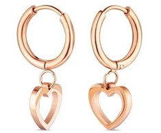 Vuch Širdies lanko auskarai iš paauksuoto plieno Glimmer Rose Gold
