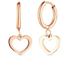 Vuch Širdies lanko auskarai iš paauksuoto plieno Glimmer Rose Gold