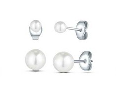 Vuch Kruwen Sidabrinis Steel Pearl Earrings Set (2 pairs of earrings)