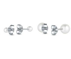 Vuch Kruwen Sidabrinis Steel Pearl Earrings Set (2 pairs of earrings)