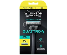Wilkinson Sword Wilkinson Quattro 4 Skin Protection maszynka do golenia su 4 ostrzami i 9 wkładów