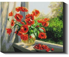 Avietinės aguonos 40×50 cm (kvadratiniai deimantukai)