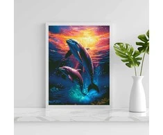 Delfinai 40*50 cm (apvalus deimančiukai)