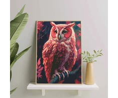 Dėlionė Didelė rožinė pelėda 40×50 cm (apvalūs deimantukai)