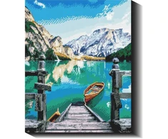 Ežeras kalnuose 40×50 cm (kvadratiniai deimantukai)