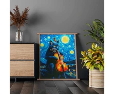 Deimantinė mozaika Katė ir smuikas 40x50 cm