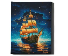 Laivas po žvaigždėmis 40×50 cm (apvalūs deimantukai)