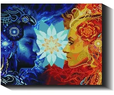 Ledas ir ugnis 40×50 cm (kvadratiniai deimantukai)