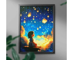 Mergaitė ir žvaigždės 40×50 cm (apvalūs deimantukai)