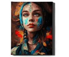 Mergina dažuose 40*50 cm