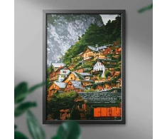 Miestelis kalnuose 40×50 cm (apvalūs deimantukai)