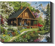 Namelis kalnuose 40×50 cm (kvadratiniai deimantukai)