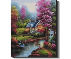 Namelis prie upelio 40×50 cm (kvadratiniai deimantukai)