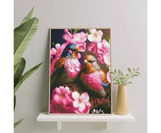 Rožiniai paukščiai 40×50 cm (apvalūs deimantukai)