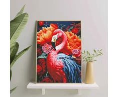 Rožinis flamingas 40×50 cm (apvalūs deimantukai)