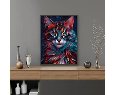 Tapyba pagal skaičius Daugiaspalvė katė 40x50 cm