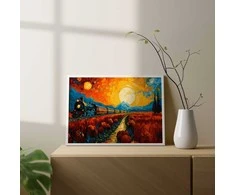 Traukinys saulėlydžio metu 40*50 cm