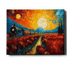 Tapyba pagal skaičius Traukinys saulėlydžio metu 40x50 cm