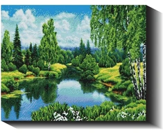 Vasara prie upės 40×50 cm (kvadratiniai deimantukai)