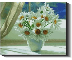 Vasarinės ramunės 40×50 cm (kvadratiniai deimantukai)