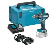 Makita DHP485RTJ Akumuliatorinis smūginis gręžtuvas, 18 V, 2x 5,0 Ah Li-ion, 50/25 Nm, 1,7kg, LED, BL-motor, MAKPACK