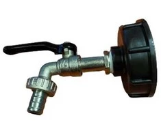 Metalinis IBC ventilis 60 mm su pajungimu laistymo žarnai ½" (juoda rankena)