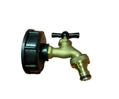 Pajungimas prie IBC konteinerio 60mm su žalvariniu kraneliu