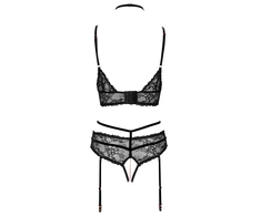 Abierta Fina seksualus komplektas Bra Set juodas M