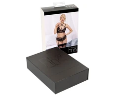 Abierta Fina seksualus komplektas Bra Set juodas L