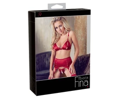Abierta Fina Bra and Suspender Set Raudona XL
