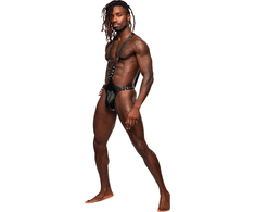 Male Power Leather Series Adjustable Full Body Sling Juodas One Size