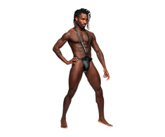 Male Power Leather Series Adjustable Full Body Sling Juodas One Size