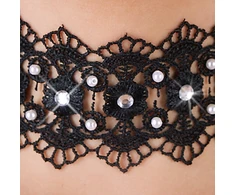 Cottelli Accessoires Siuvinėti Choker + Kalnų krištolas
