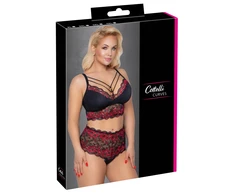 Cottelli Curves Bra and Briefs juodas/red 3XL