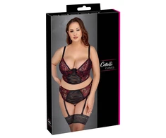 Cottelli Curves Bra Set juodas/red 95E/2XL