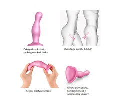 Rožinė Strap-On-Me - Dildo Plug Curvy Metallic Sugar Rožinė S