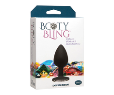 Doc Johnson Booty Bling Spade Intimate Plug Small Juodas with Gem Accent