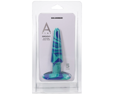 Doc Johnson A-Play Groovy Silicone Plug Ocean 12 cm - Multicolor, Tapered Base
