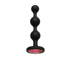 Doc Johnson Booty Bling Silicone Beaded Plug with Jewel Medium Juodas