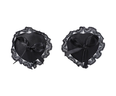 Doc Johnson CalExotics Lace &amp; Vegan Leather Nipple Covers - Juodas, Reusable, Elegant Design