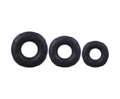Doc Johnson Silicone Ring Set - Flexible Anatomical Support, Juodas