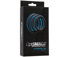 Doc Johnson OptiMALE Thin Silicone Ring Set 3 Sizes Juodas/Slate