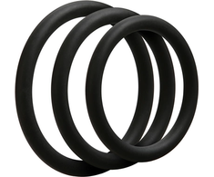 Doc Johnson OptiMALE Thin Silicone Ring Set 3 Sizes Juodas/Slate