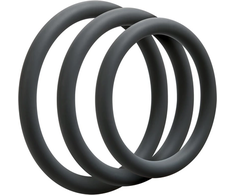 Doc Johnson OptiMALE Thin Silicone Ring Set 3 Sizes Juodas/Slate