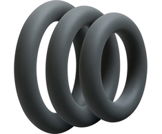 Doc Johnson OptiMALE Silicone Ring Set 3 Sizes Juodas/Slate