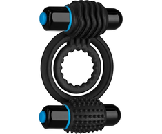 Doc Johnson Vibrating Double Intimate Ring Juodas - Dual Motor Silicone System